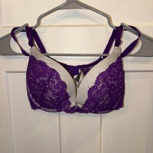 Victoria's Secret Purple and Cream Lace Bra